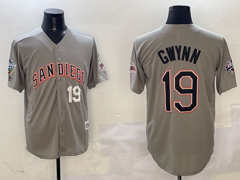 Men San Diego Padres #19 Gwynn Grey Throwback Game 2025 Nike MLB Jersey style 3127